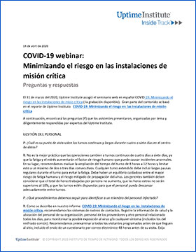 COVID-19 webinar: Minimizando el riesgo en las instalaciones de misión crítica - Q&A